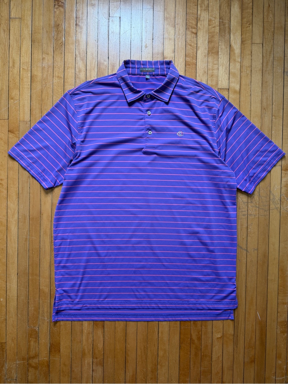 Peter Millar Summer Comfort Purple Striped Performance Golf Polo Men’s Sz. XL